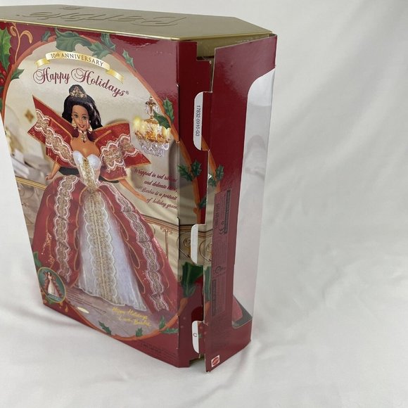 Barbie 1997 Special Edition 10th Anniversary Happy Holidays Red Dress Brunette - Picture 7 of 7